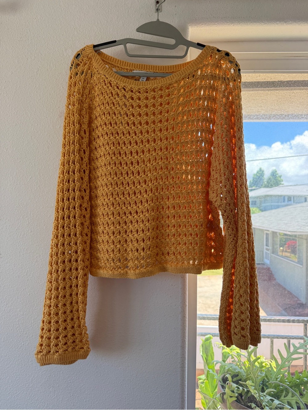 NWT Banana Republic Sunflower Yellow Crochet Scoopneck Sweater